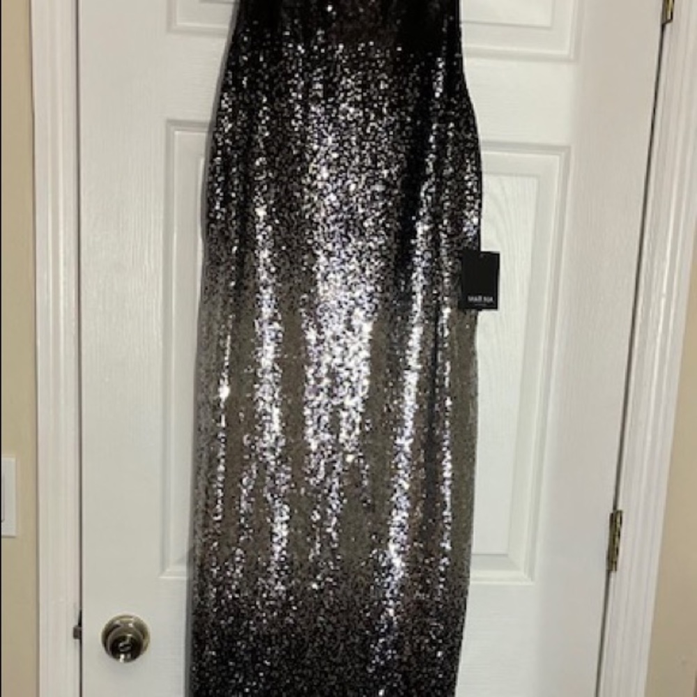 Elegant Sequin Black/ Silver Evening Dress with lining.